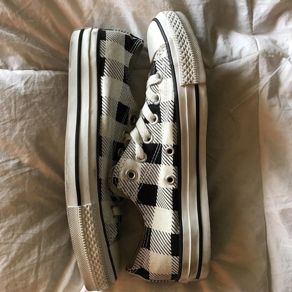 Converse Black and White Glitter Checks Low Top Sz8 Ladies All Stars Pre-Owned - Picture 9 of 11